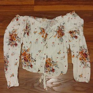 Cream colored floral romantic top